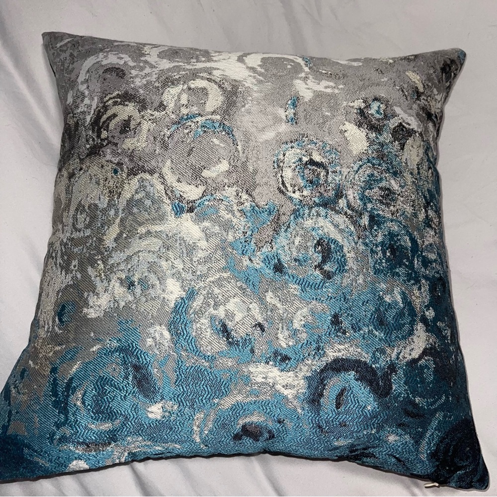 2 pc Gray and Turquoise Accent Throw blue pillow covers bundle of 2